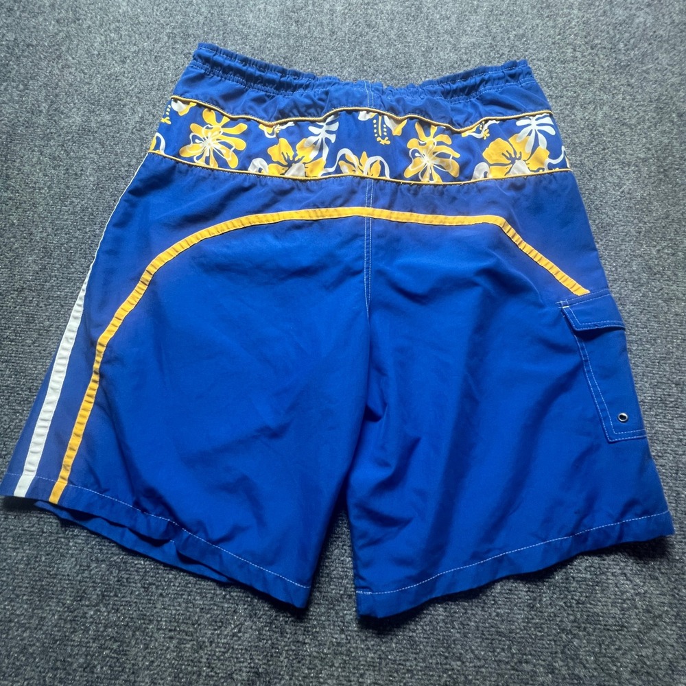Burnside Mens Blue Floral Board Shorts Swim Trunks Size Large Cargo Pocket Snag - Picture 3 of 9